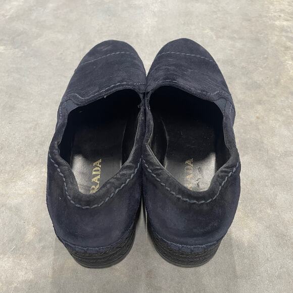 PRADA - Black Suede Platform Loafers - Picture 6 of 11